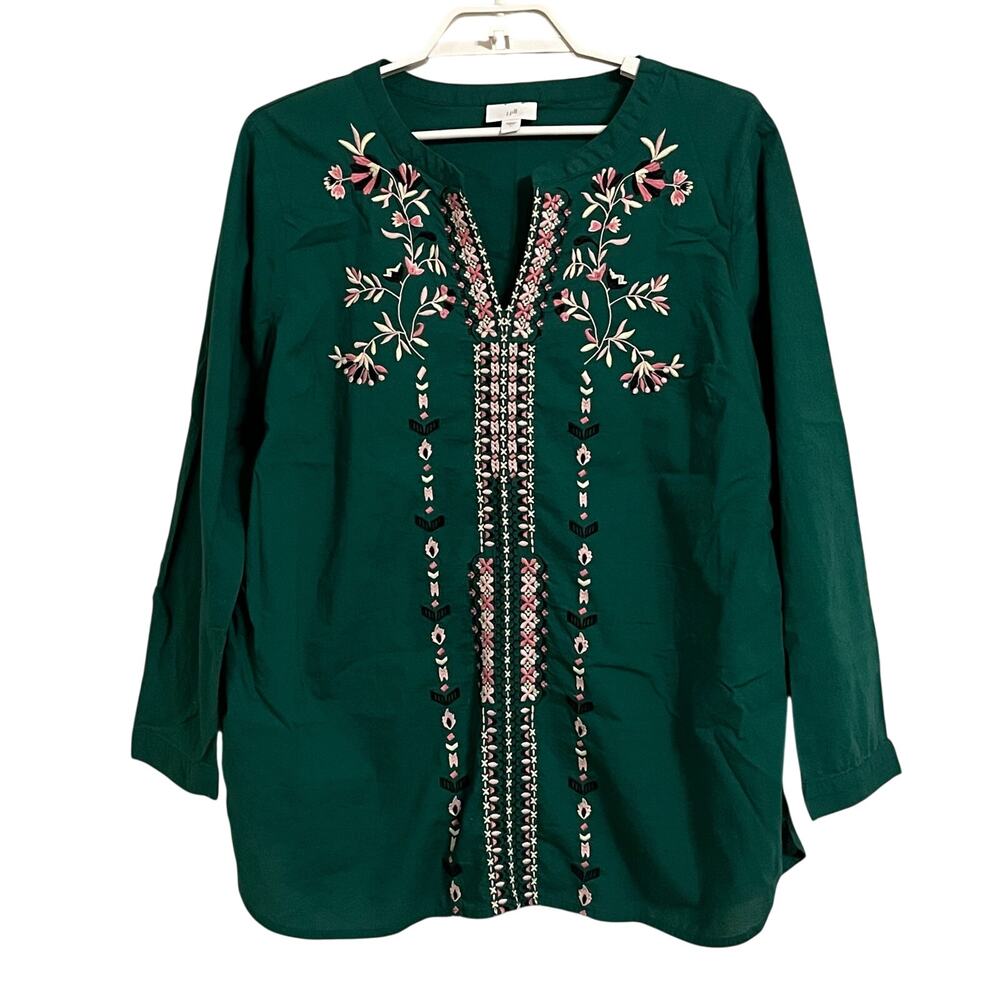 J. Jill Boho Embroidered Cotton Blouse